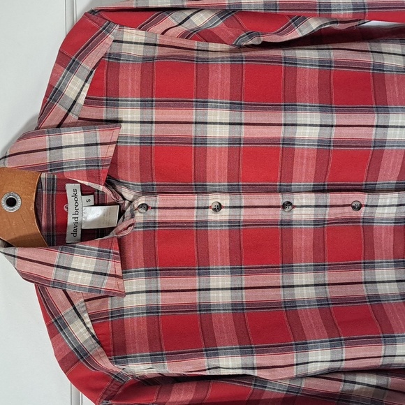 David Brooks Vintage Style Red Plaid 100% Cotton Comfy Button Down Causal Shirt - Picture 3 of 10